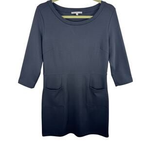 GAP Black Knit‎ 3/4 Sleeve Stretchy Pullover Knee Length Ponte Dress Size MP